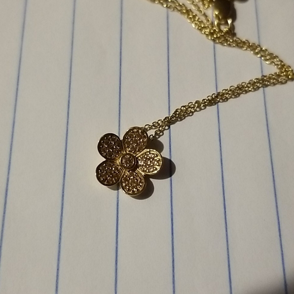Daisy Necklace Solid 925 SS Gold Plated - Picture 9 of 13